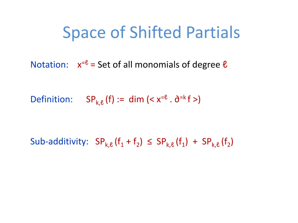 space of shifted partials