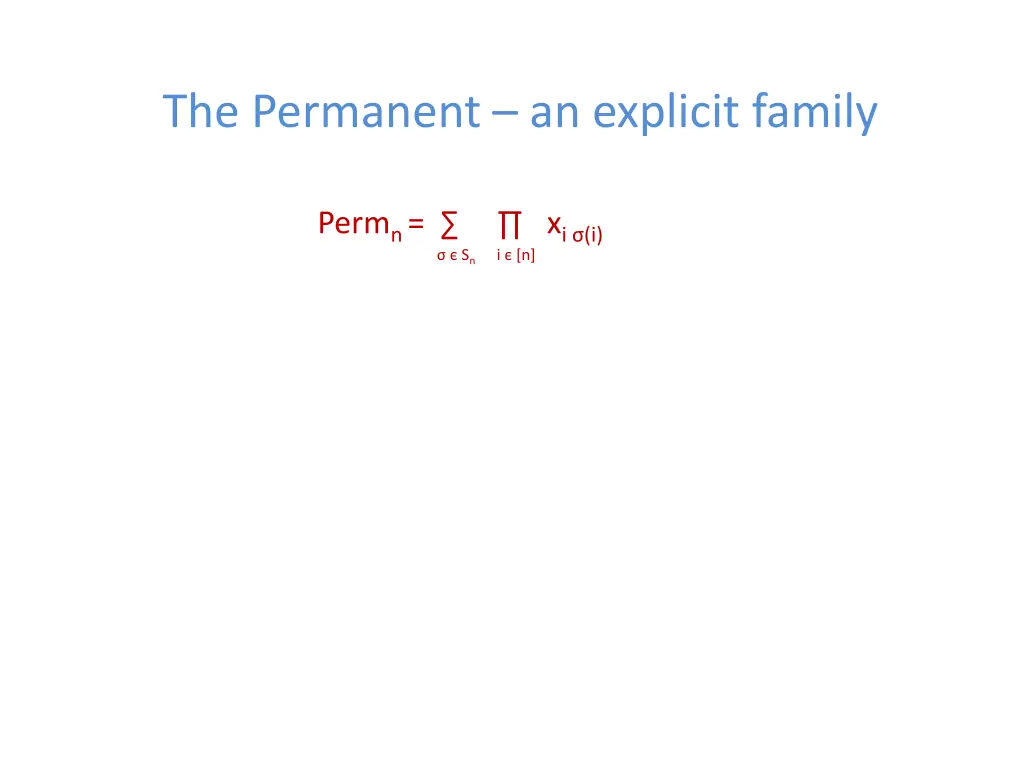 the permanent an explicit family