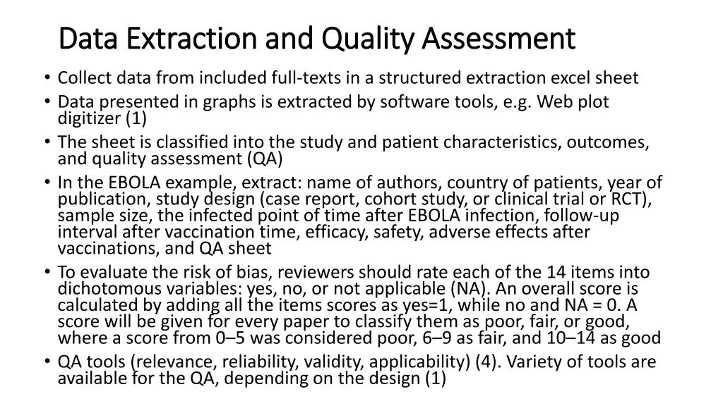 data extraction and quality assessment data