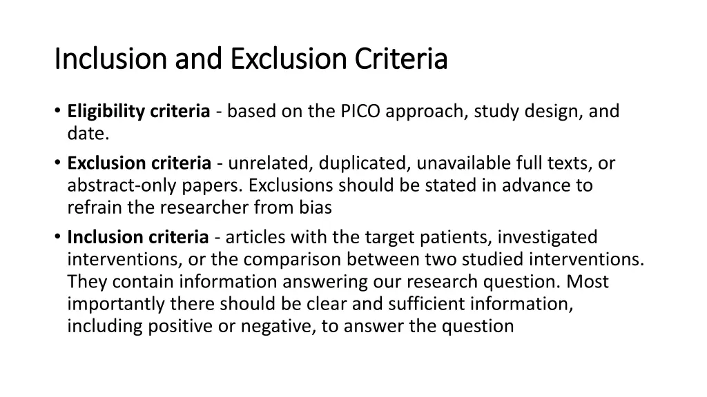 inclusion and exclusion criteria inclusion