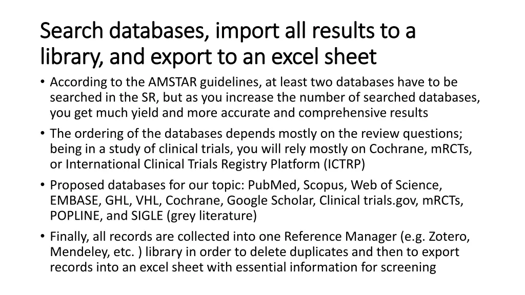 search databases import all results to a search