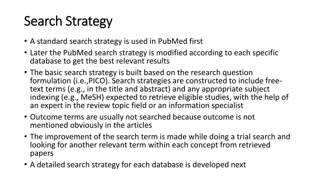 search strategy search strategy