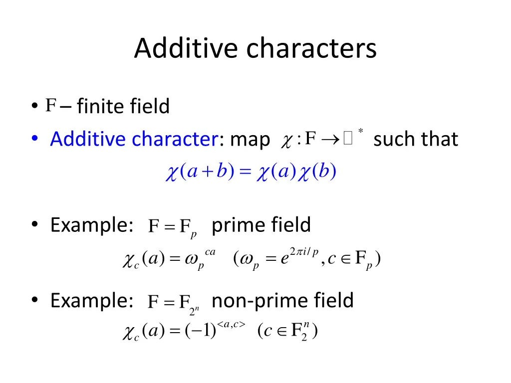 additive characters