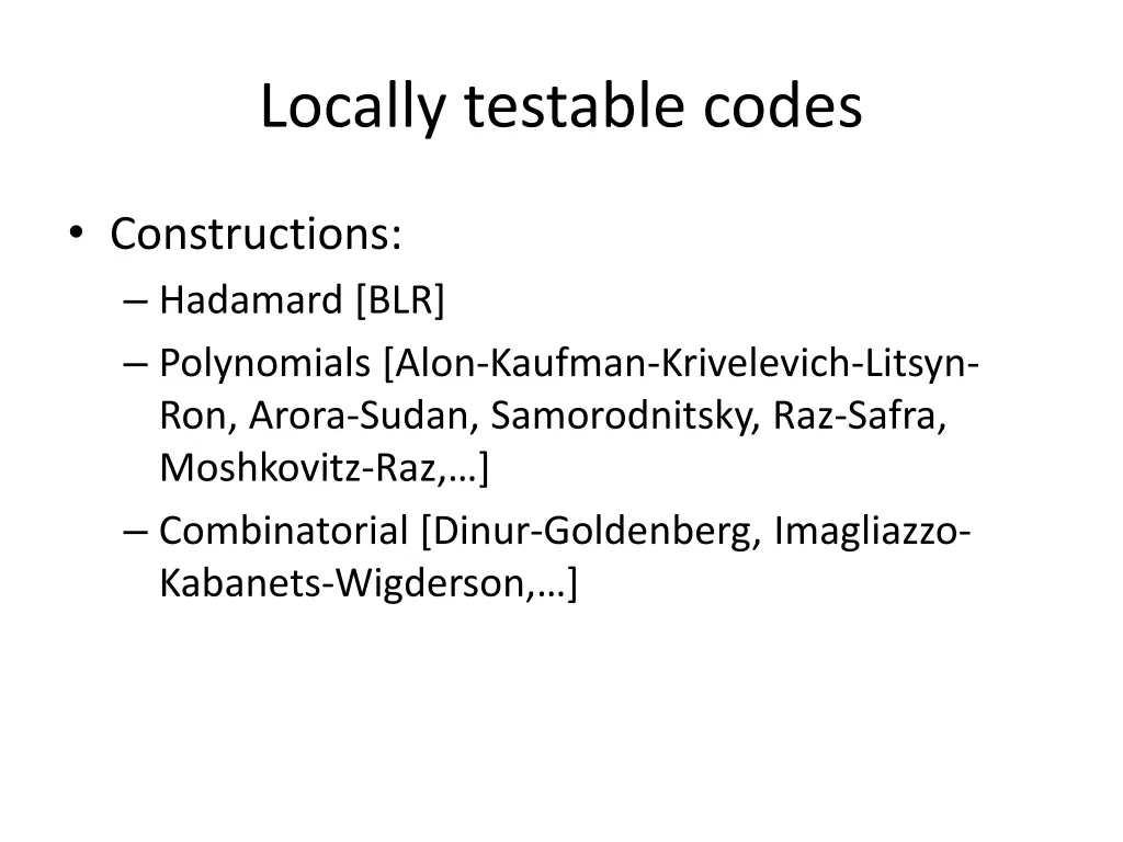 locally testable codes 1