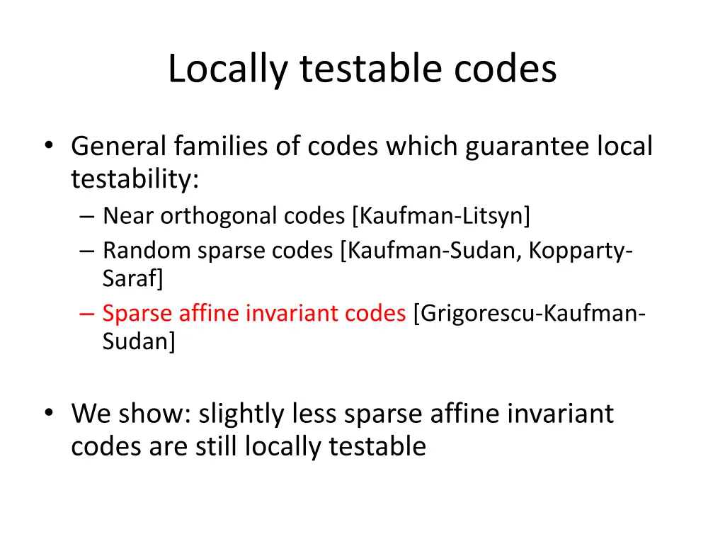 locally testable codes 2