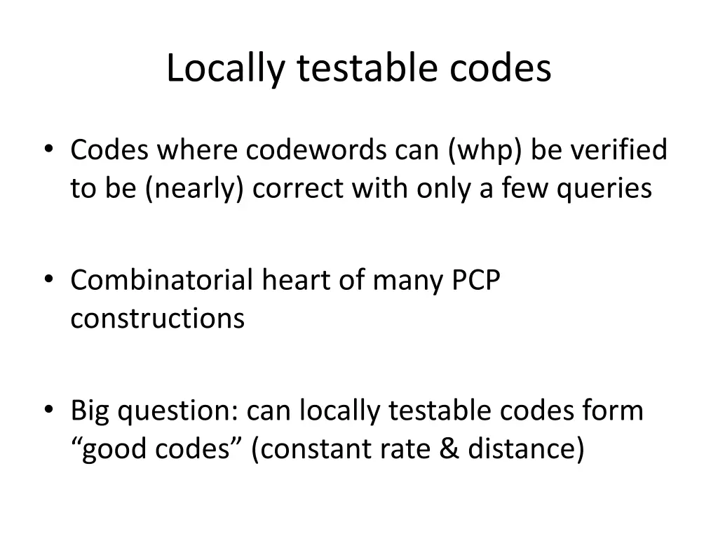 locally testable codes