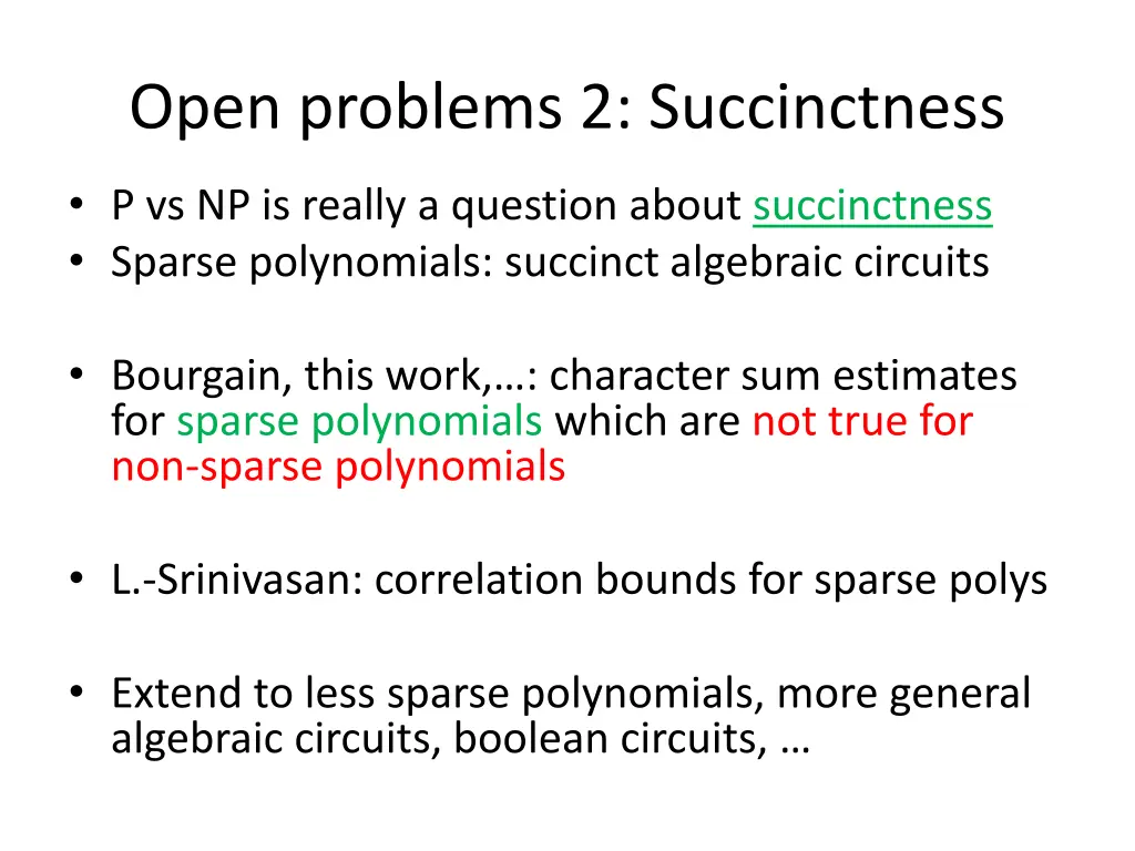 open problems 2 succinctness