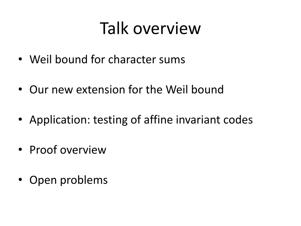 talk overview