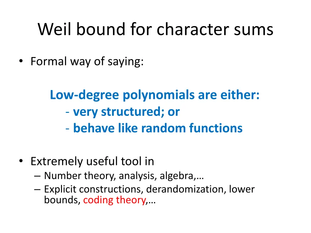 weil bound for character sums