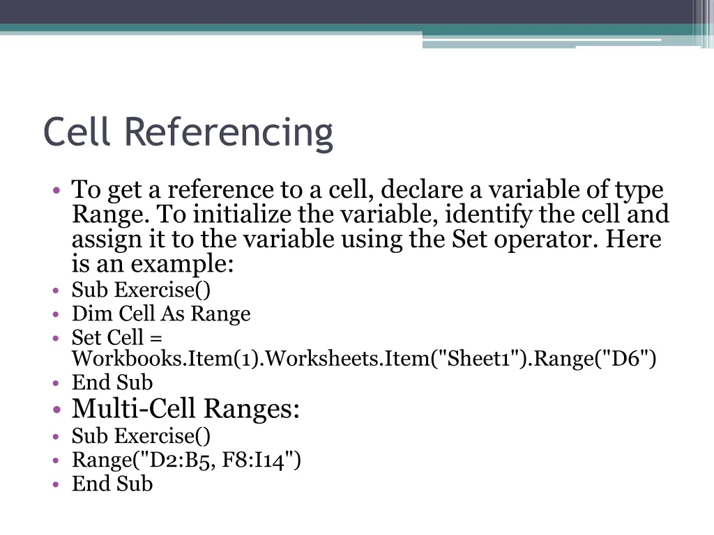 cell referencing