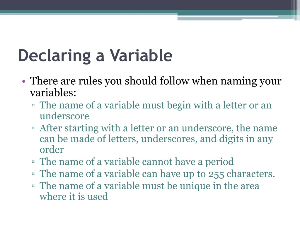 declaring a variable 1