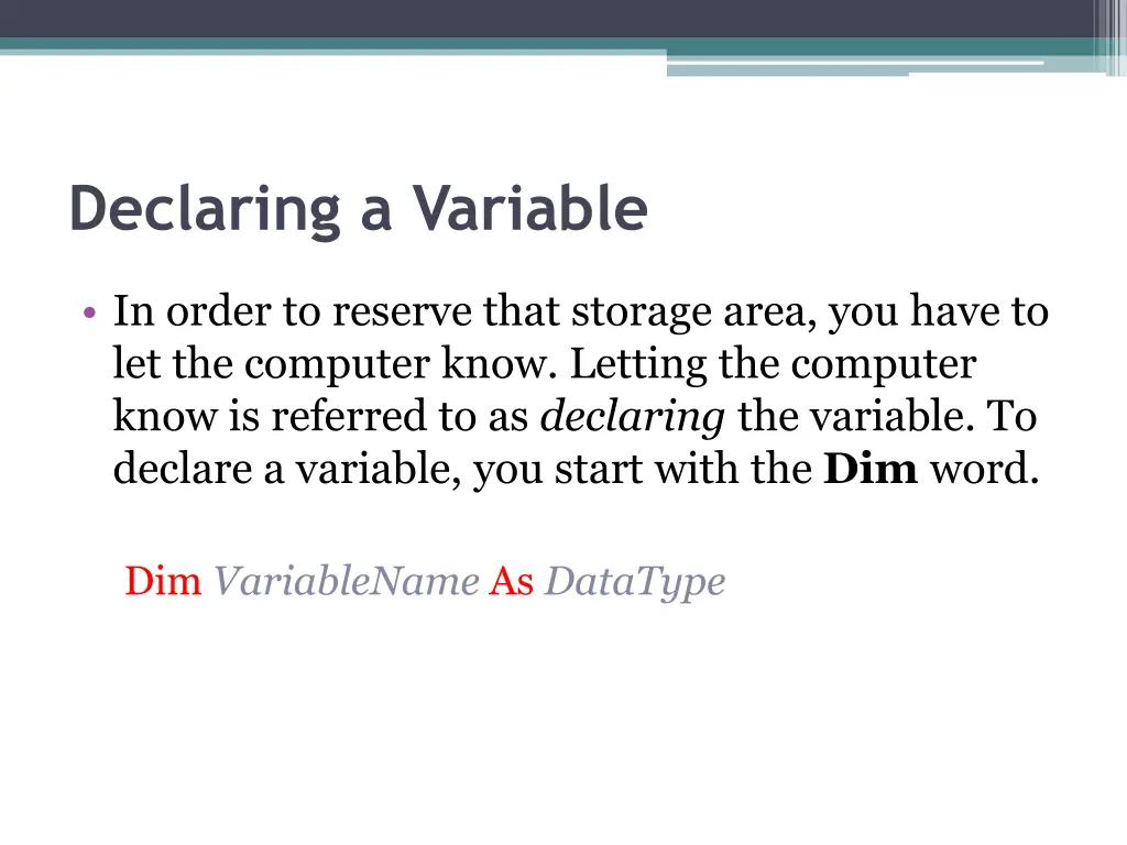 declaring a variable