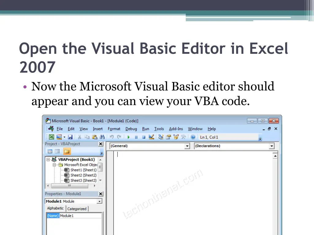 open the visual basic editor in excel 2007