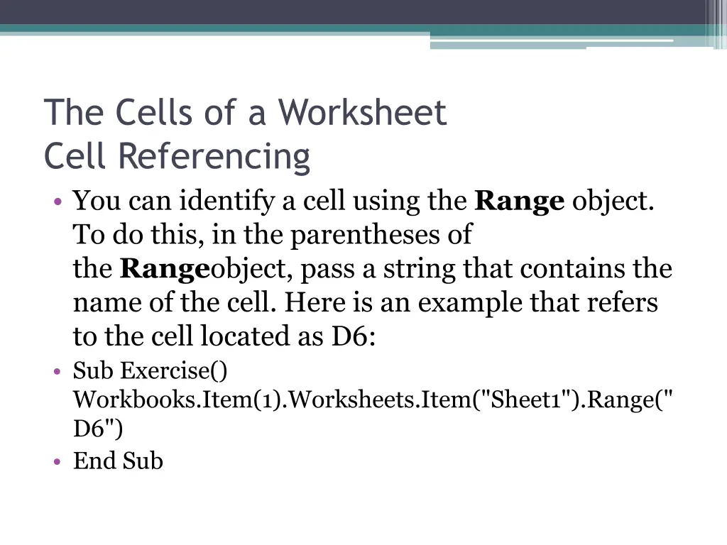 the cells of a worksheet cell referencing