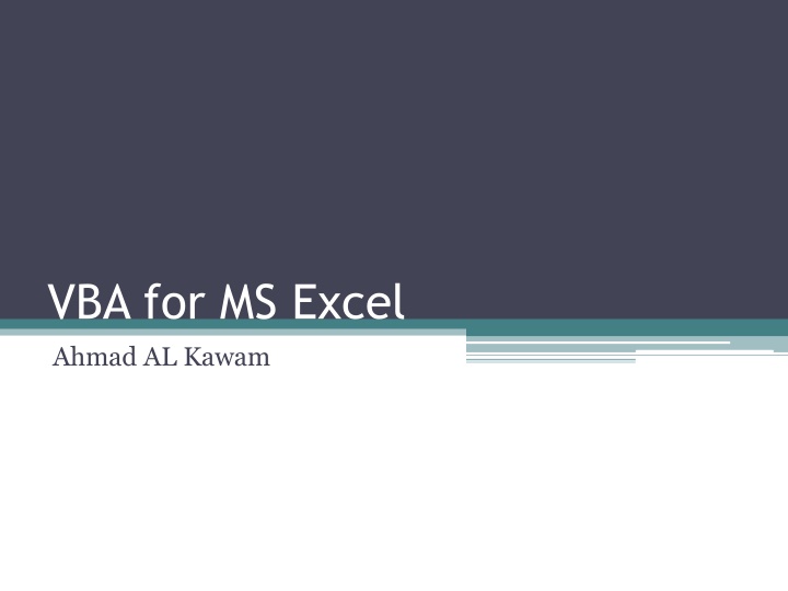 vba for ms excel ahmad al kawam