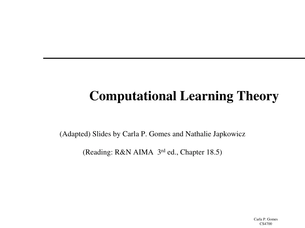 computational learning theory