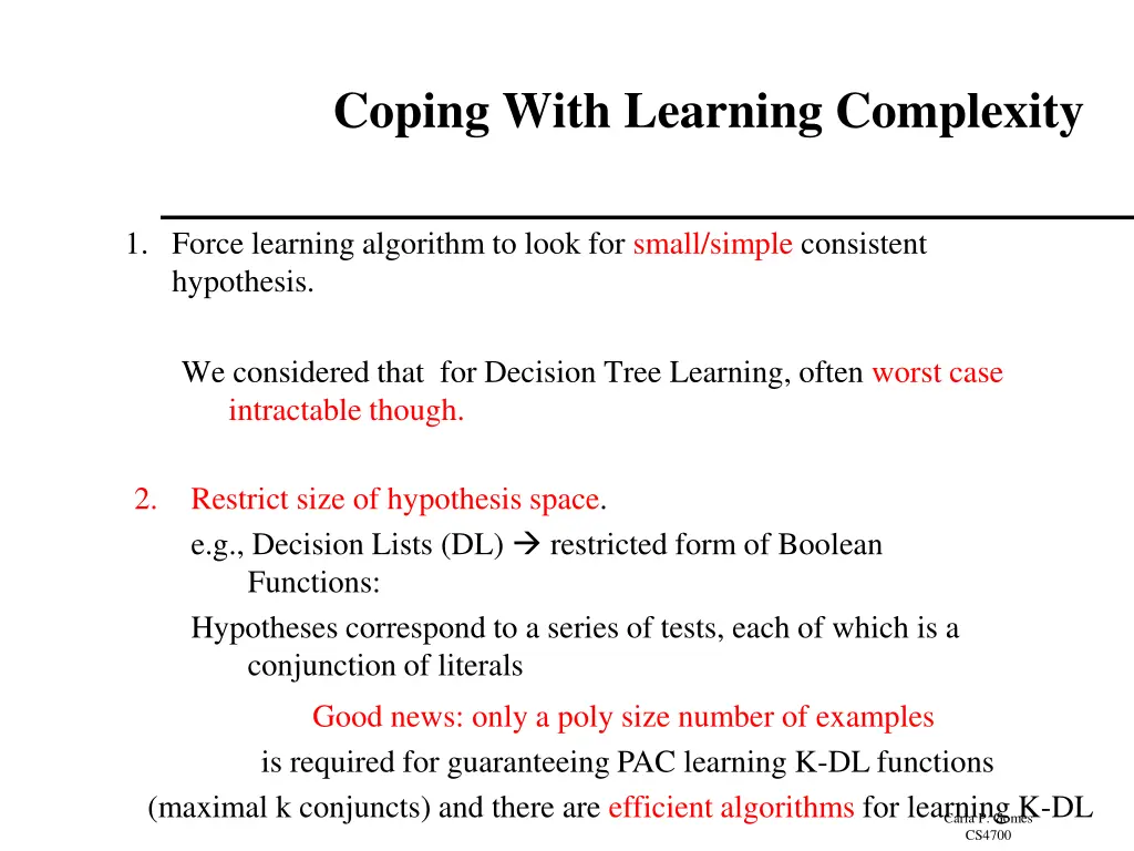 coping with learning complexity