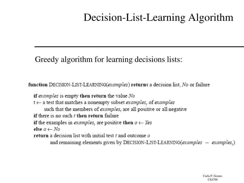 decision list learning algorithm 1