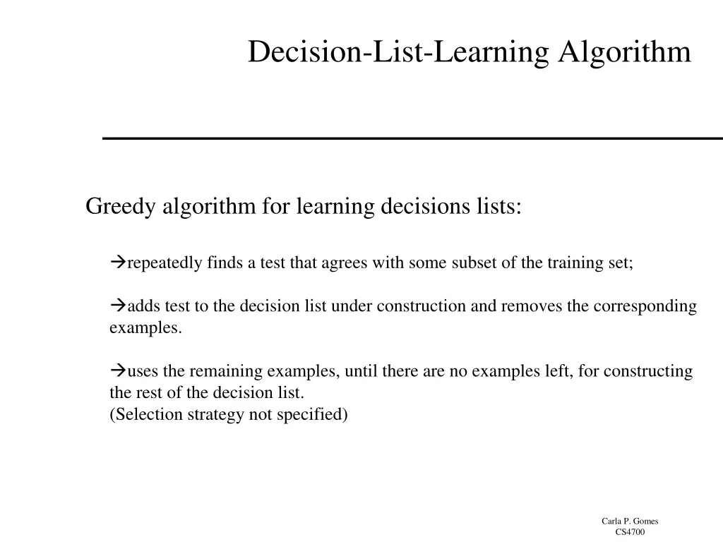 decision list learning algorithm