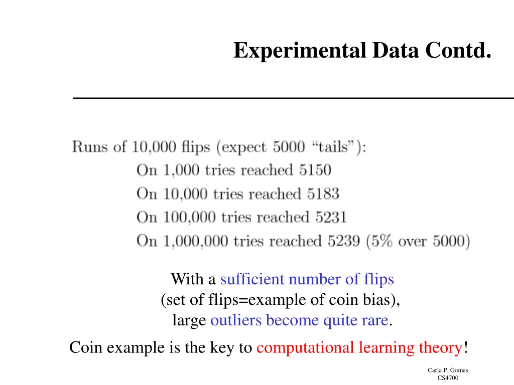 experimental data contd