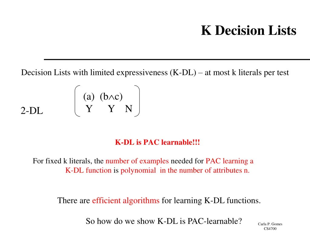 k decision lists