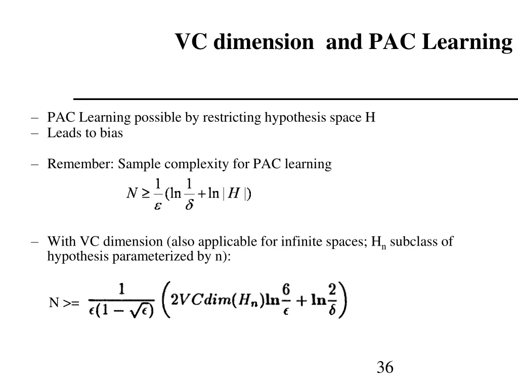 vc dimension and pac learning