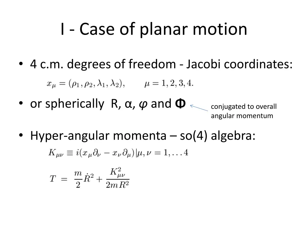 i case of planar motion