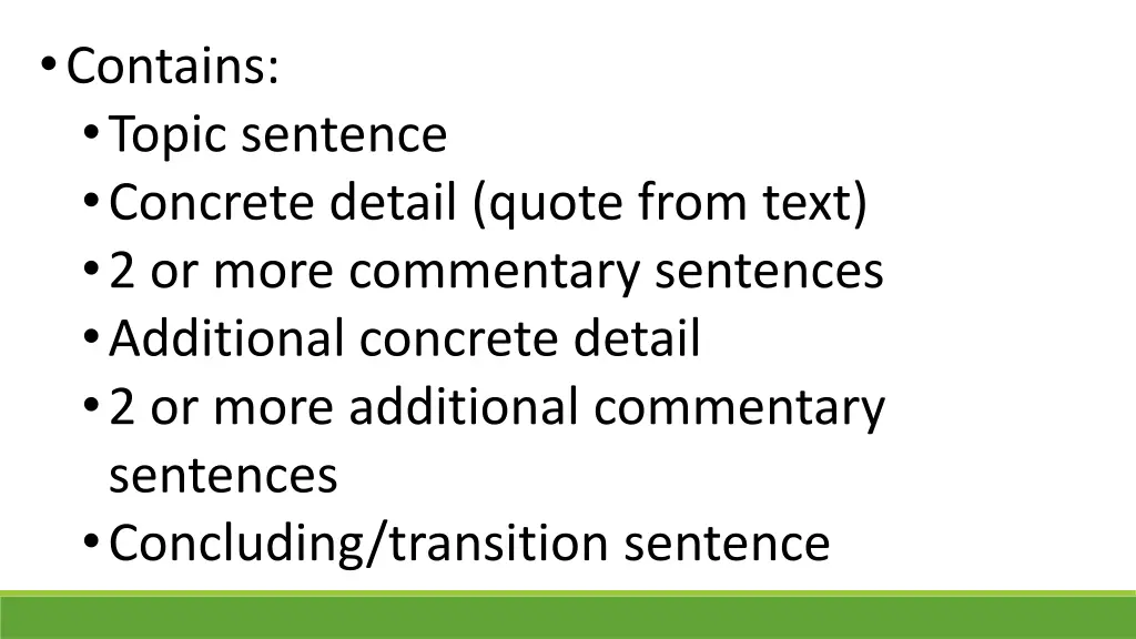 contains topic sentence concrete detail quote