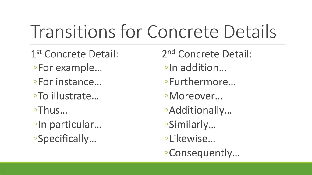 transitions for concrete details 1 st concrete