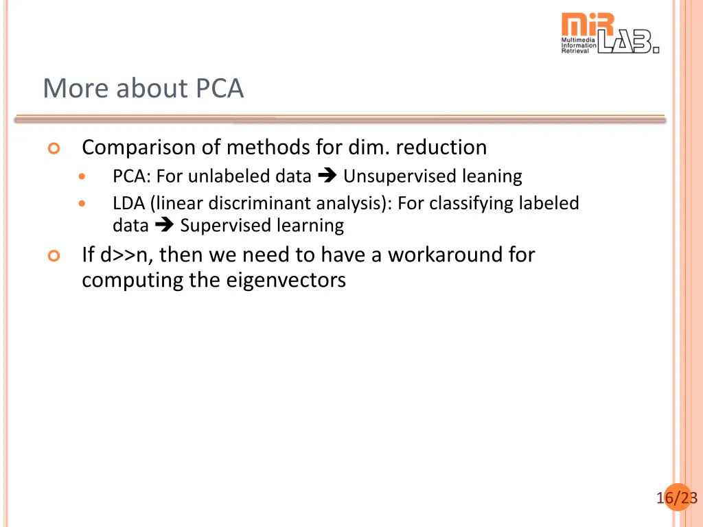 more about pca