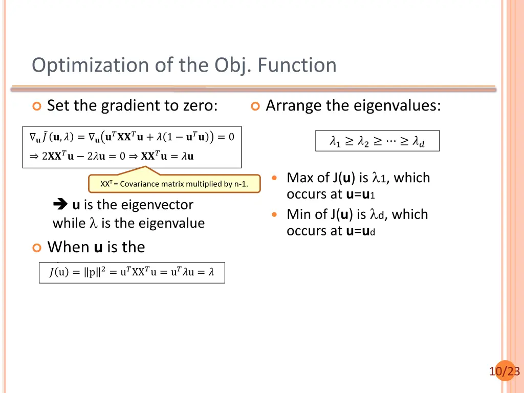 optimization of the obj function