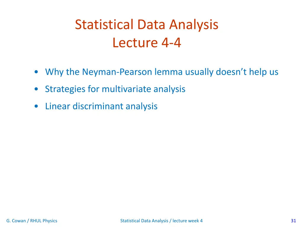 statistical data analysis lecture 4 4