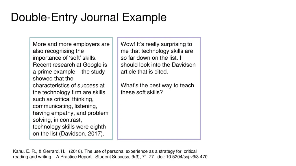 double entry journal example