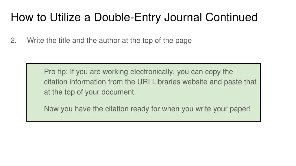 how to utilize a double entry journal continued