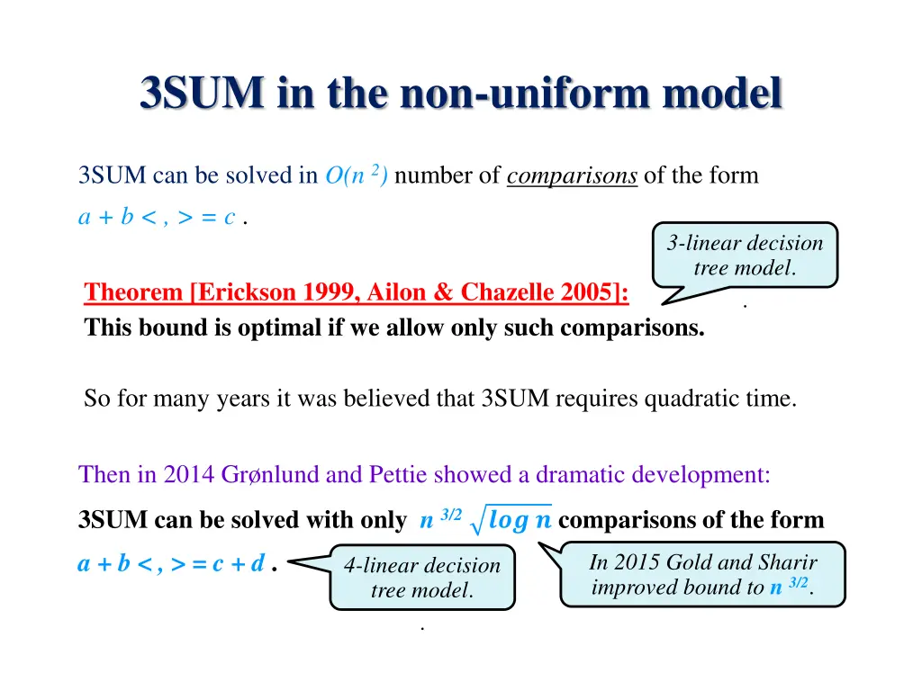 3sum in the non uniform model