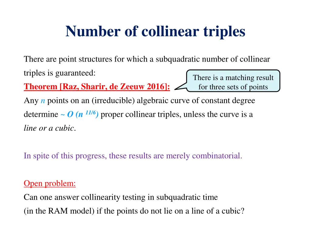 number of collinear triples 1