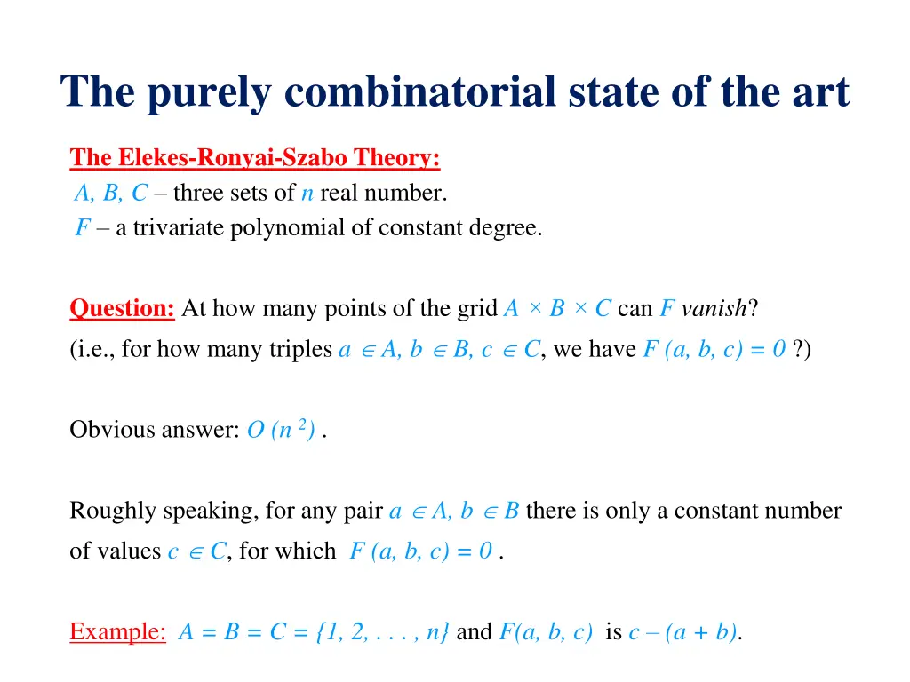 the purely combinatorial state of the art