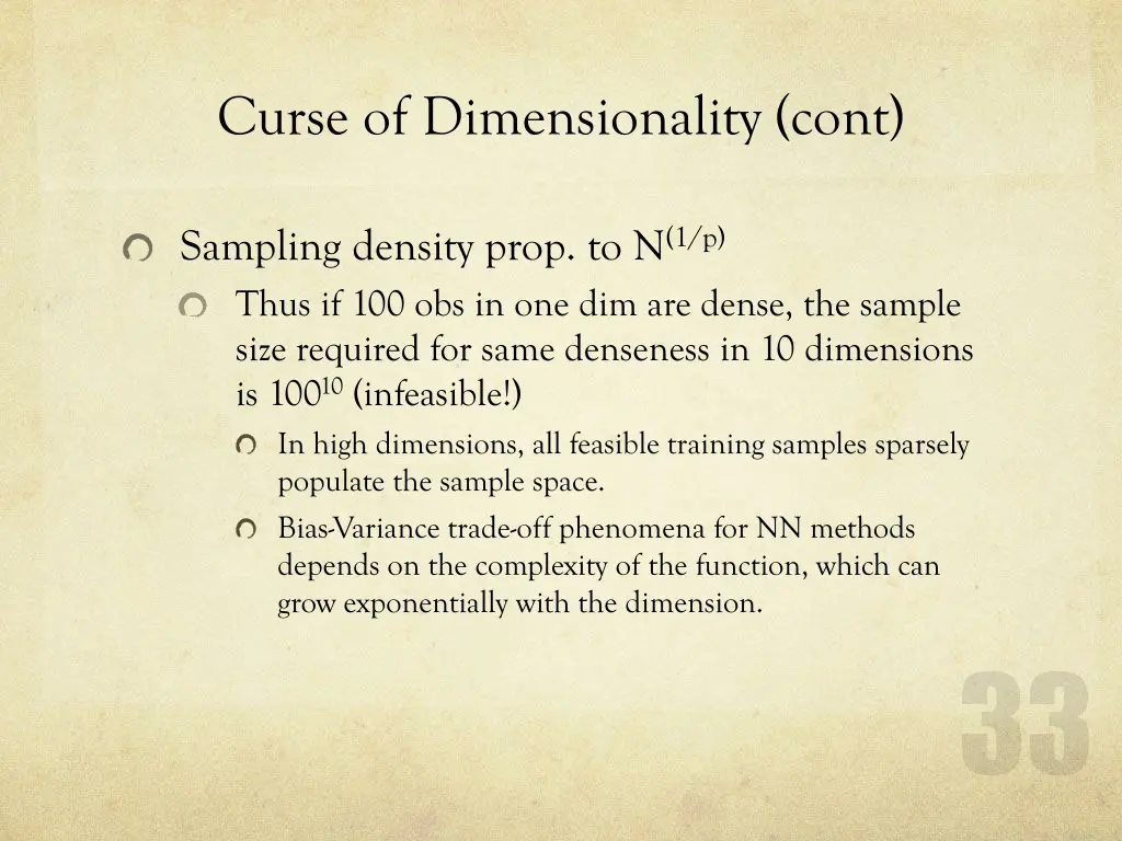 curse of dimensionality cont 1