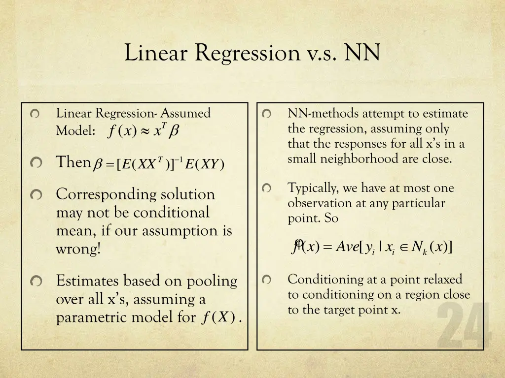 linear regression v s nn