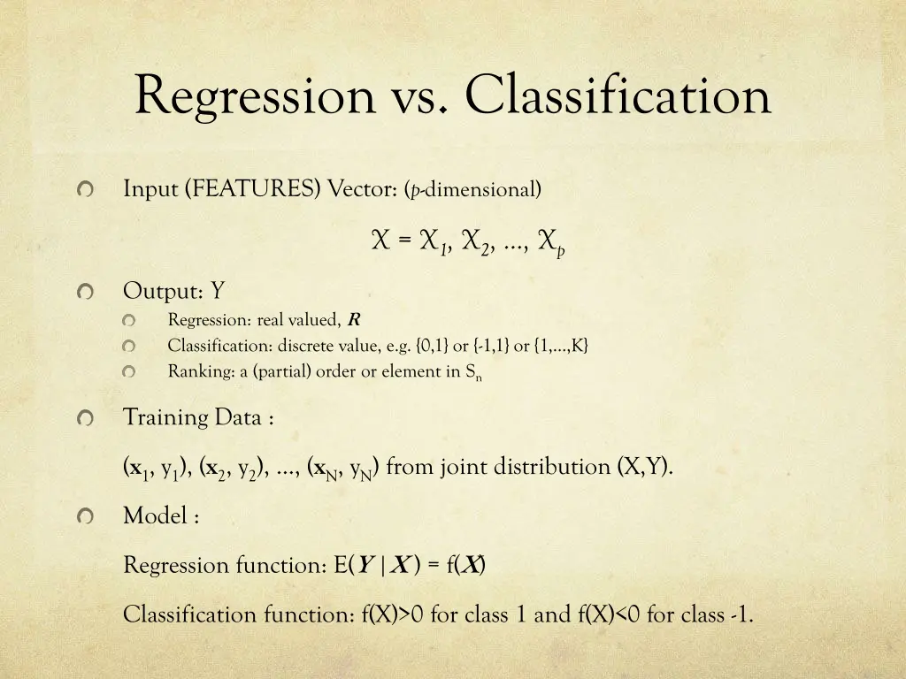 regression vs classification