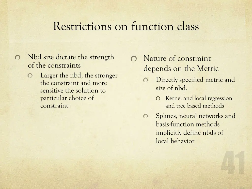 restrictions on function class