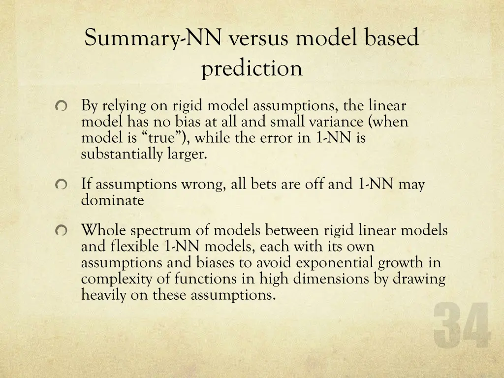 summary nn versus model based prediction