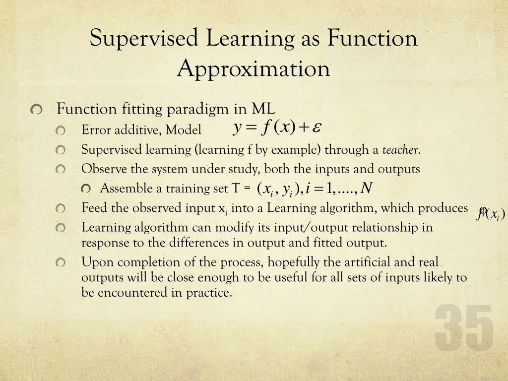 supervised learning as function approximation