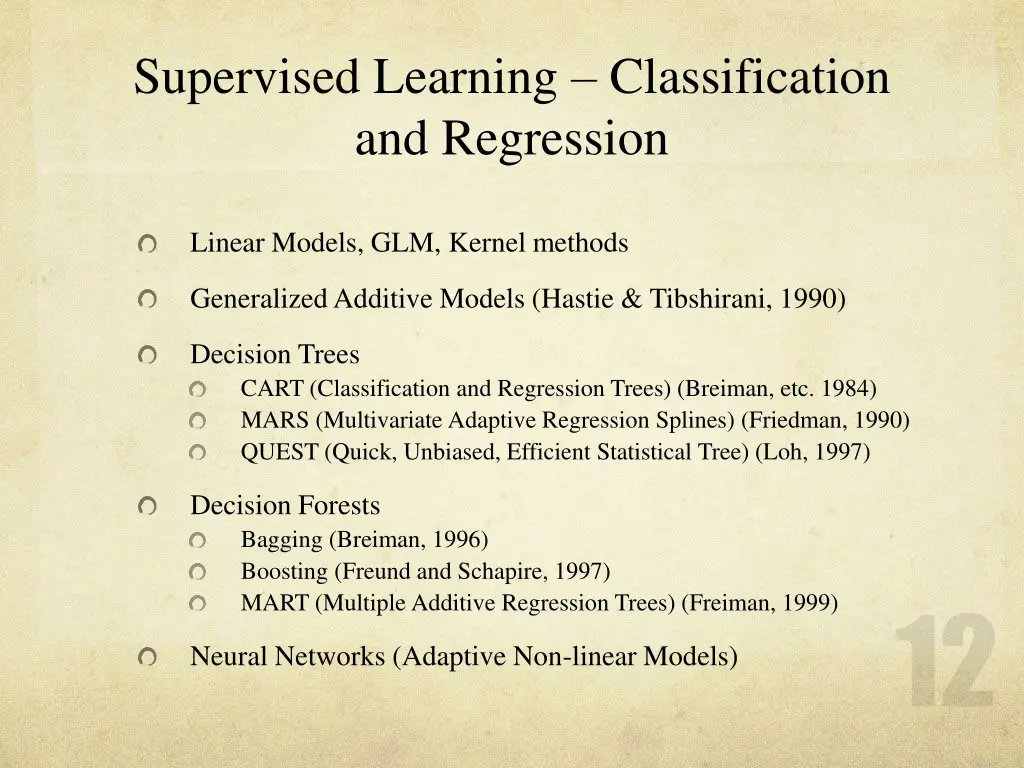 supervised learning classification and regression