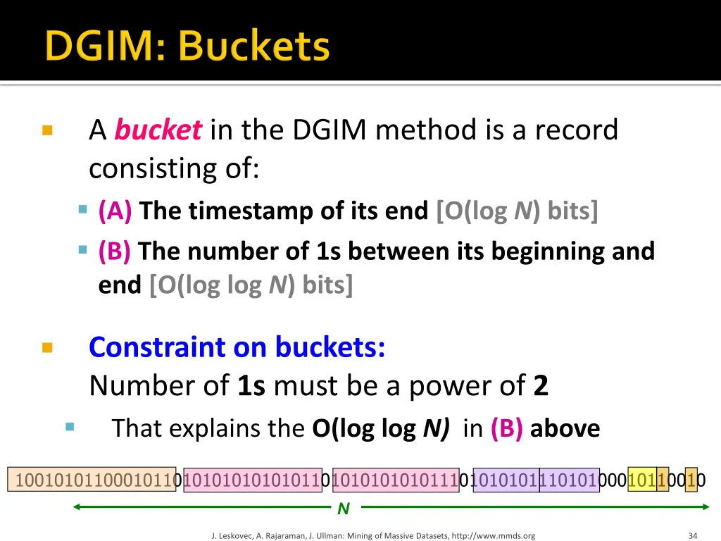 a bucket in the dgim method is a record