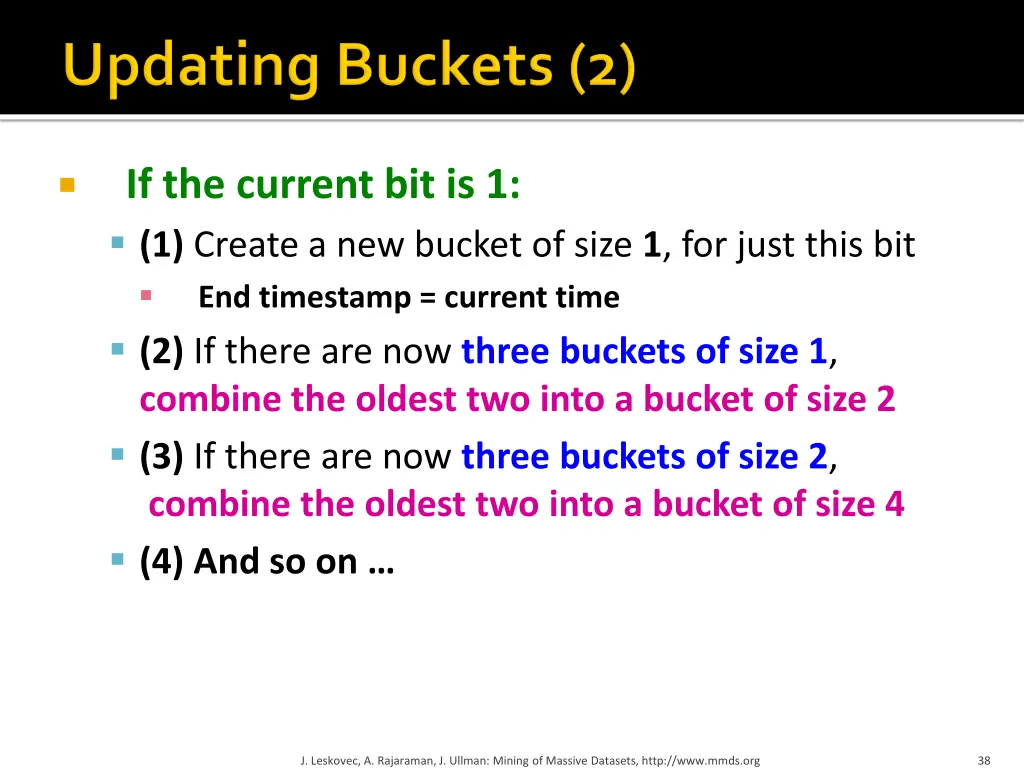 if the current bit is 1 1 create a new bucket