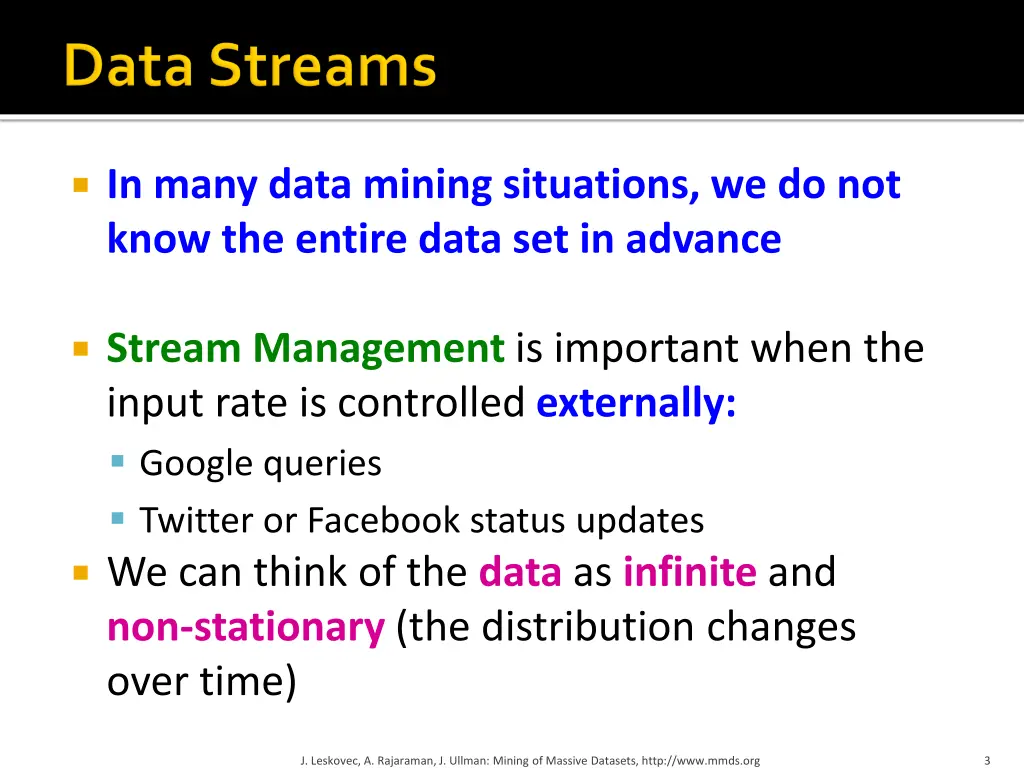 in many data mining situations we do not know