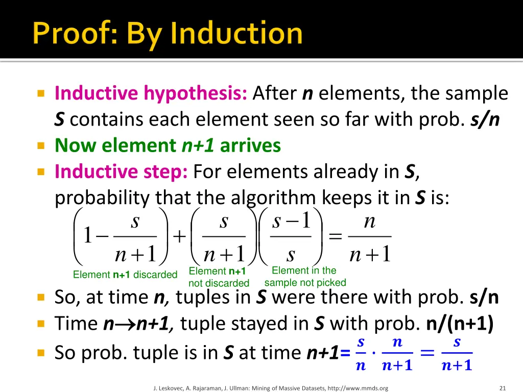 inductive hypothesis after n elements the sample