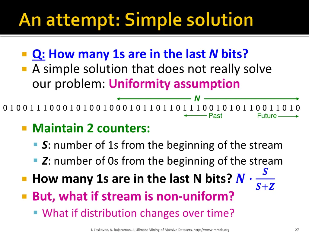 q how many 1s are in the last n bits a simple