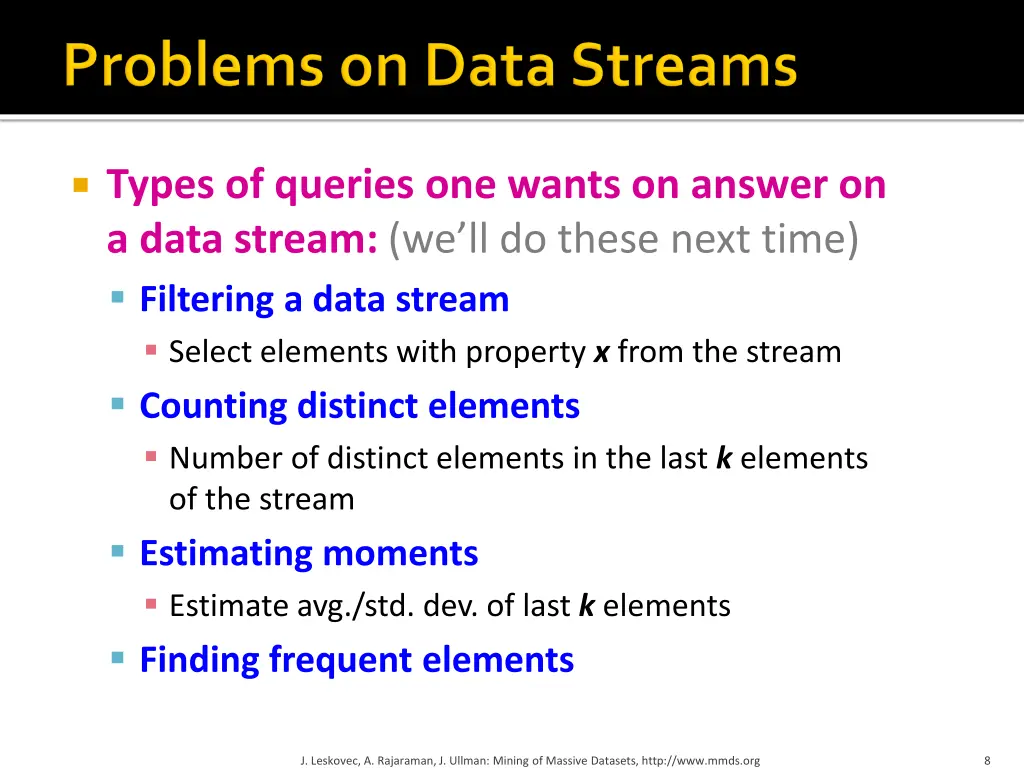 types of queries one wants on answer on a data 1